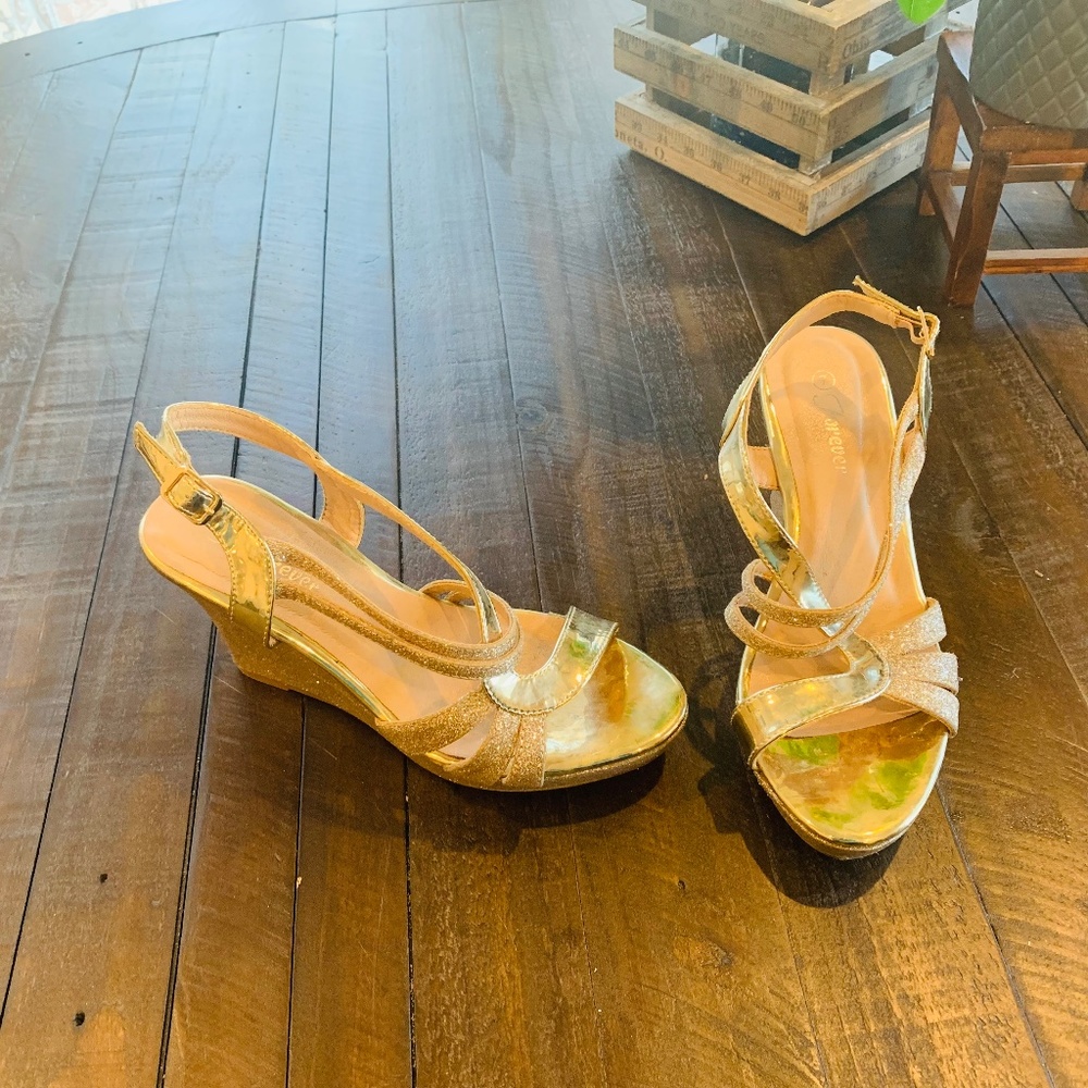 Forever Happy-09 Glitter Strappy Wrapped Wedge Heel Platform Sandals